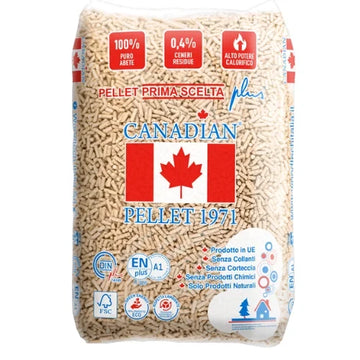 Canadian Pellet – dřevěné pelety ze smrkového dřeva, paleta 72 pytlů × 15 kg (1 080 kg)