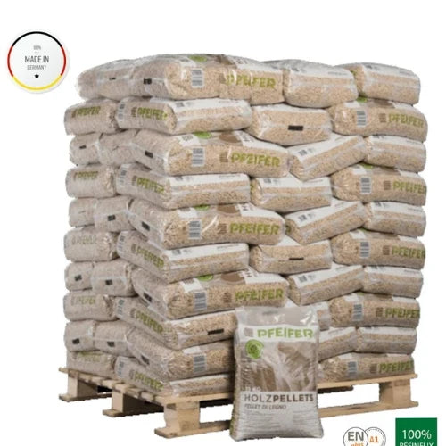 Dřevěné pelety PFEIFER A1 6 mm – 15 kg / paleta 1 050 kg (70 × 15 kg)